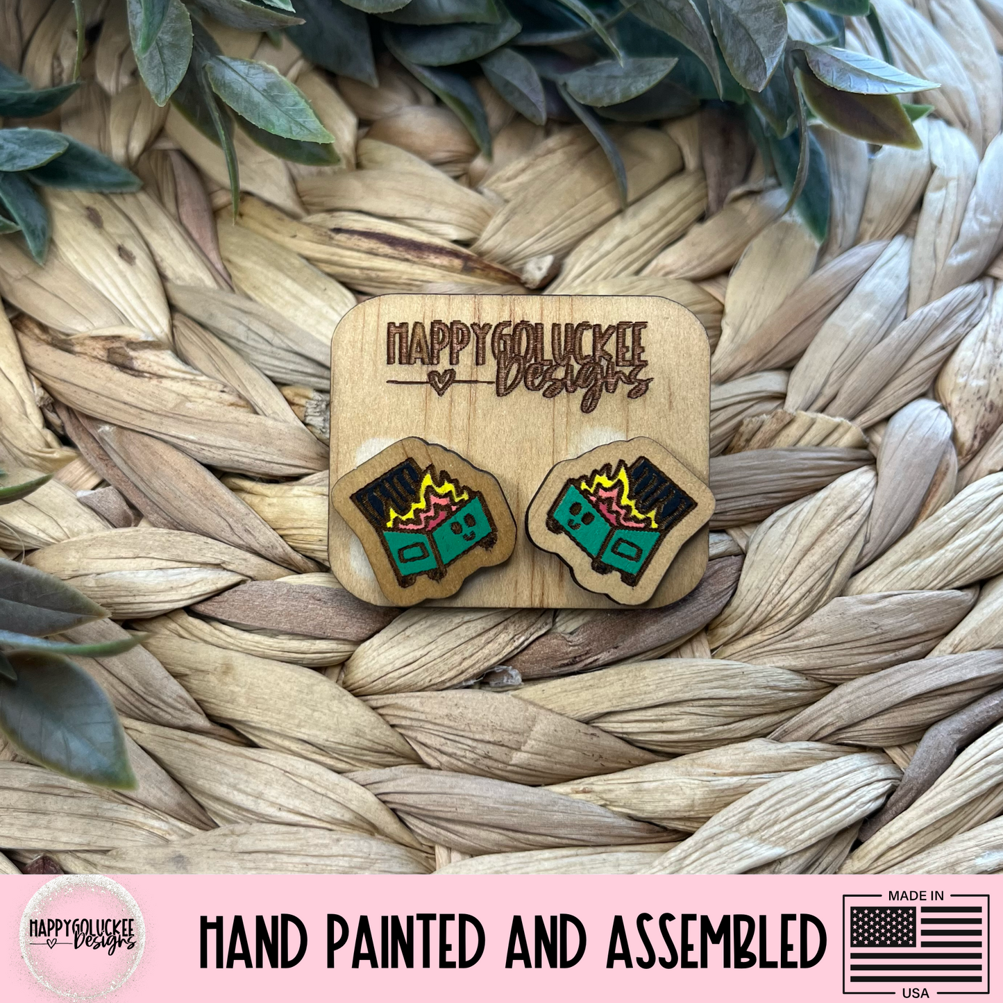 Dumpster Fire Stud Earrings