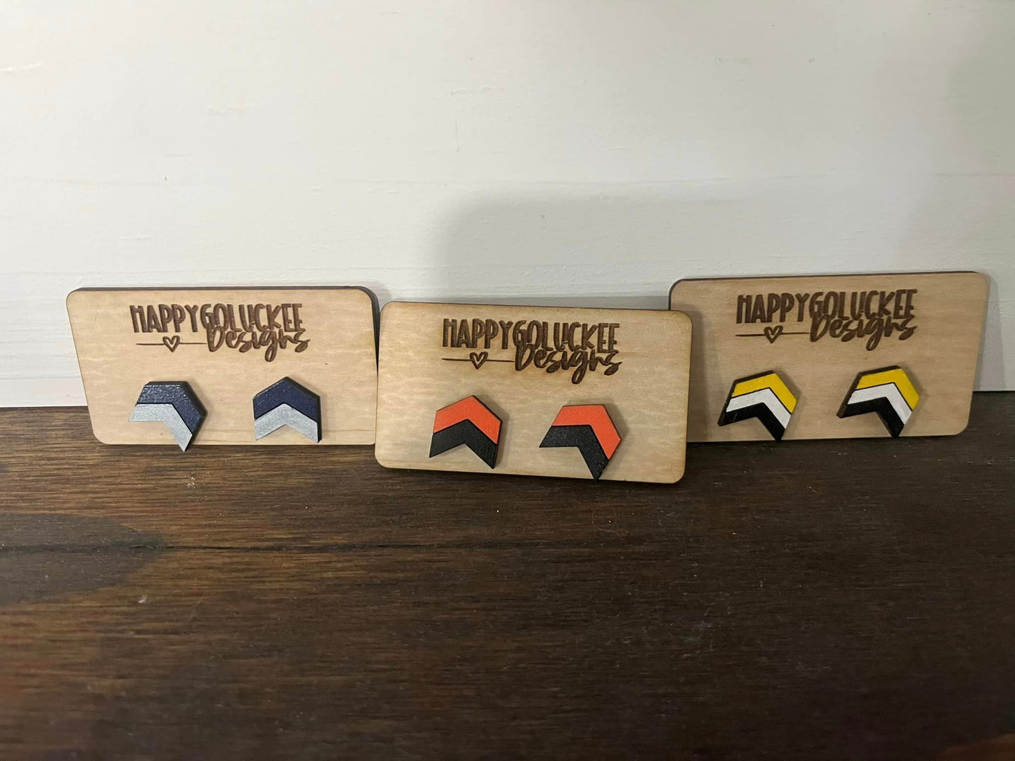 School Spirit Chevron Style Stud Earrings