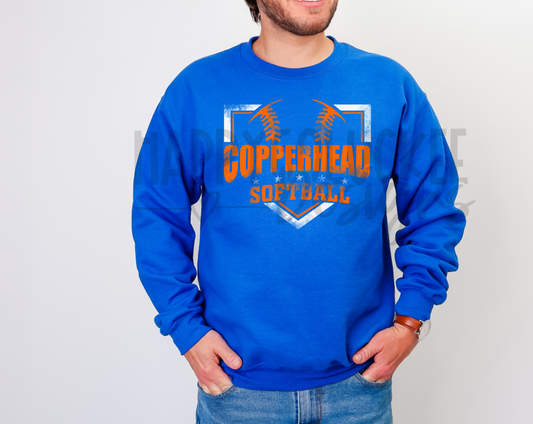 Grunge Copperhead Softball Crewneck or Hoodie