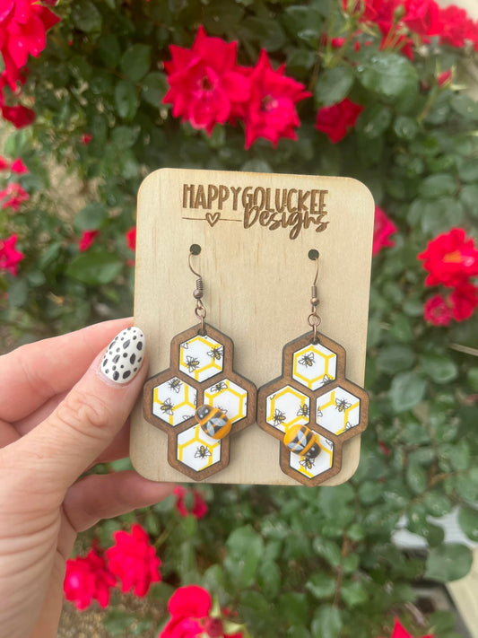 Bumble Bee Dangle Earrings