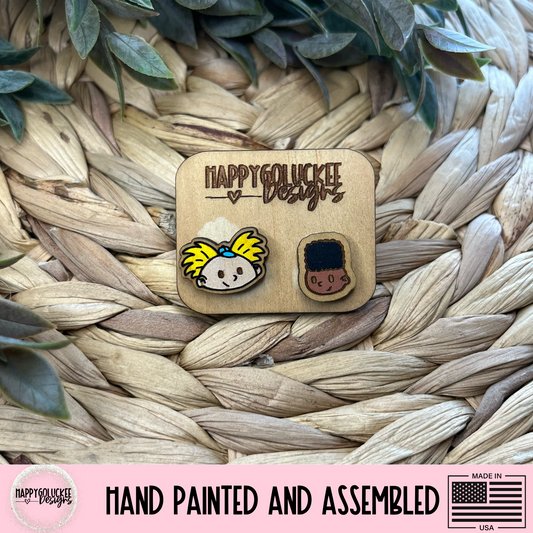 Hey Arnold Inspired Character Earrings