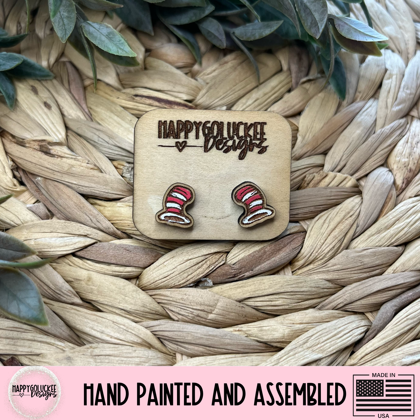 Cat in The Hat Inspired Character Earrings