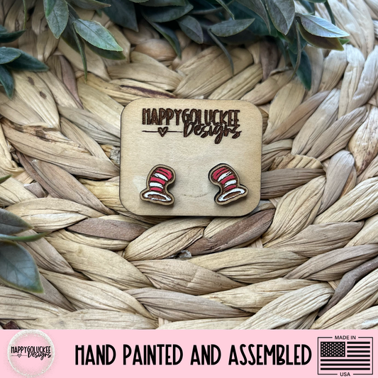 Cat in The Hat Inspired Character Earrings