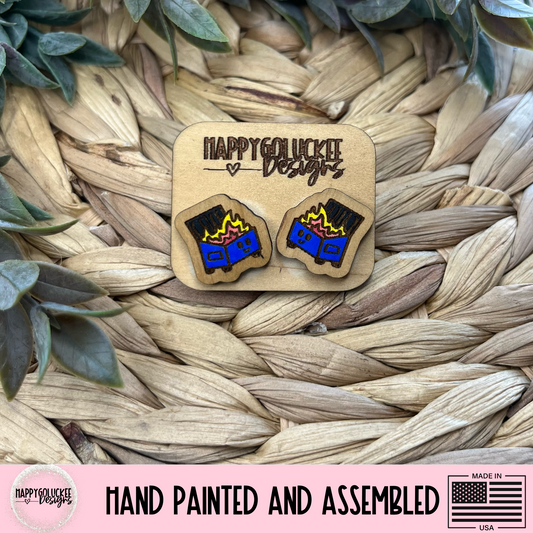 Dumpster Fire Stud Earrings