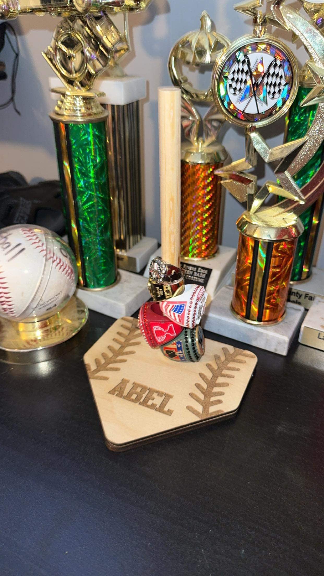 Personalized Baseball Ring Tower