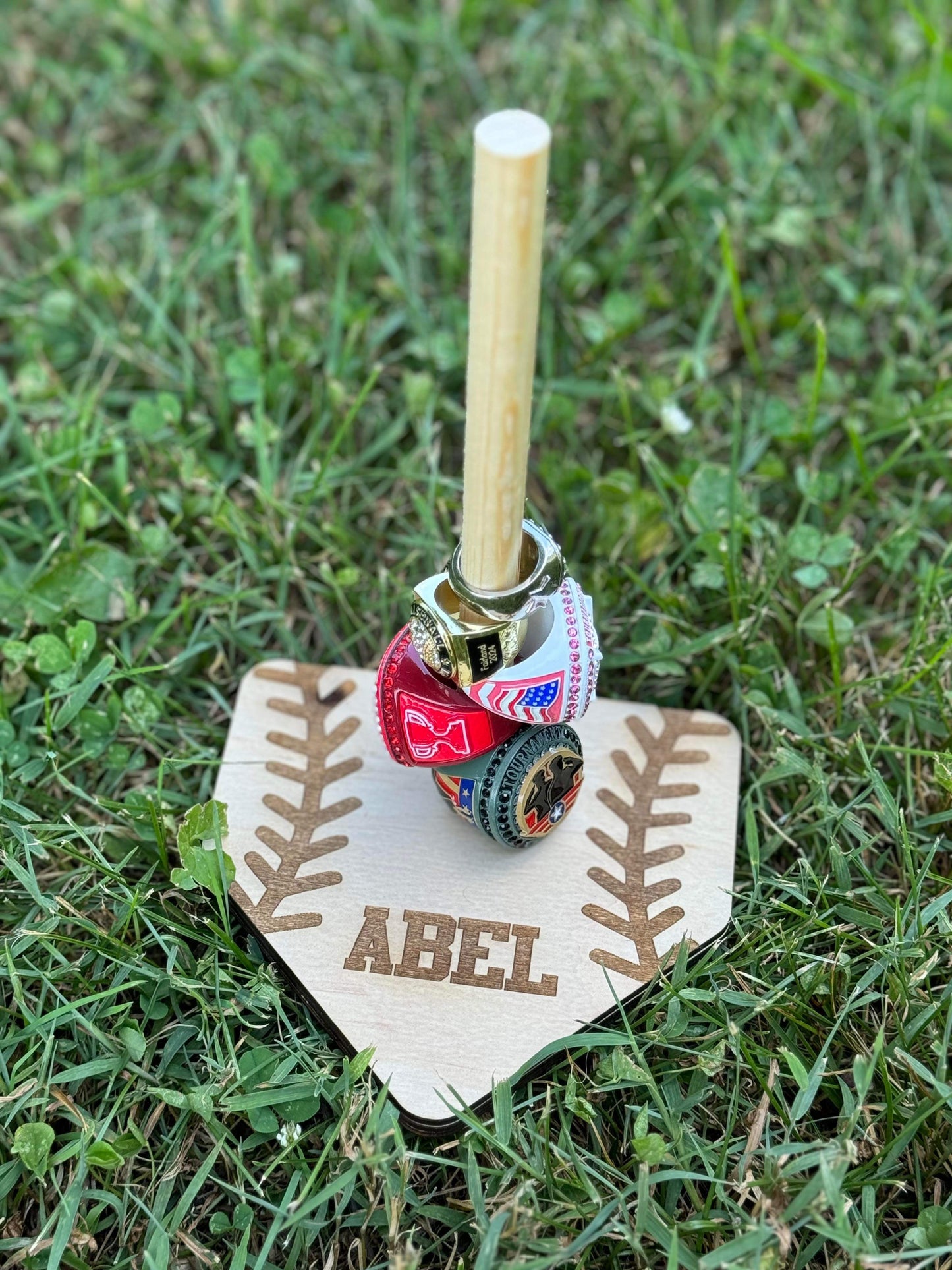 Personalized Baseball Ring Tower