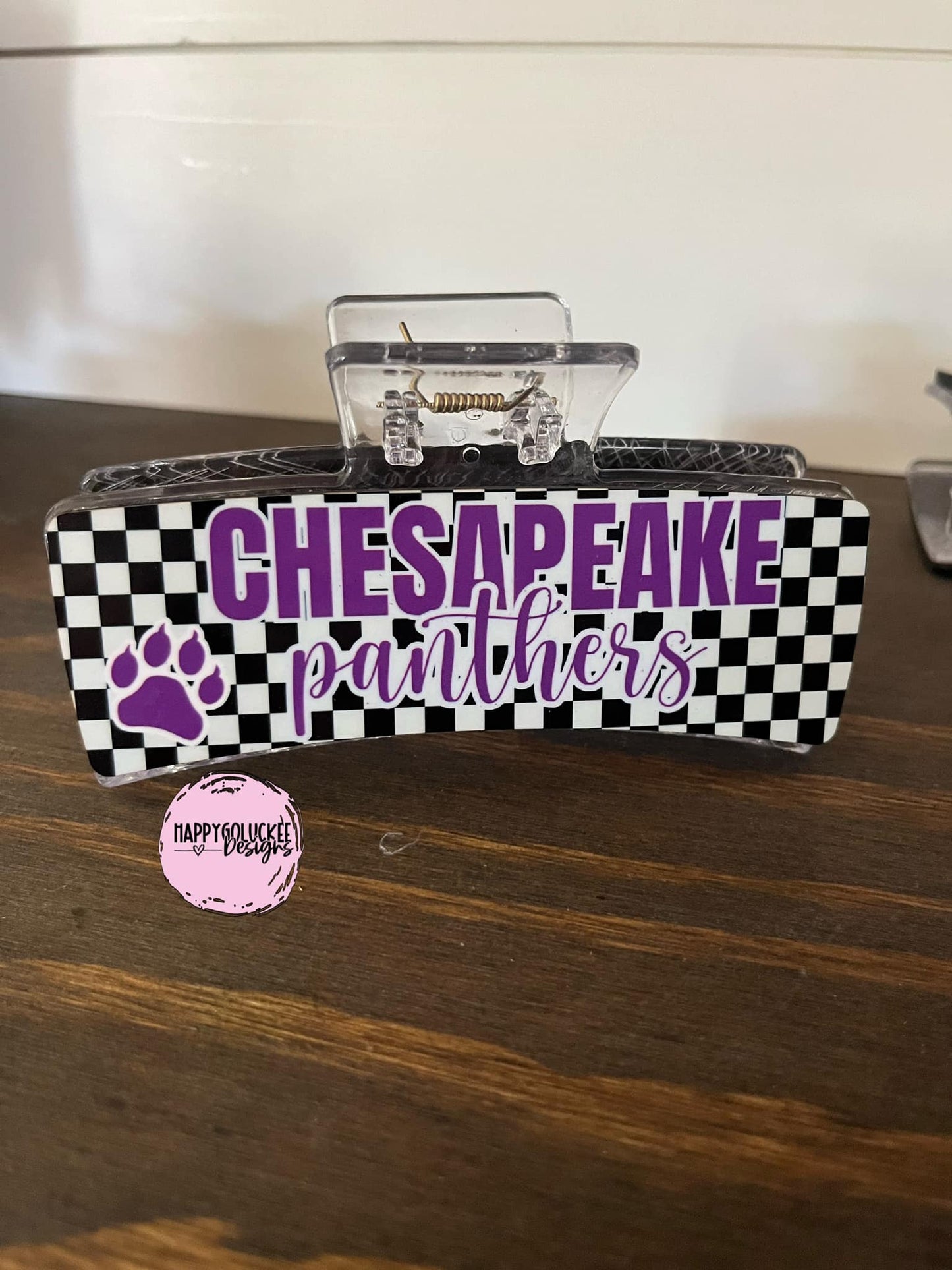 Chesapeake Panthers Checkered Claw Clip