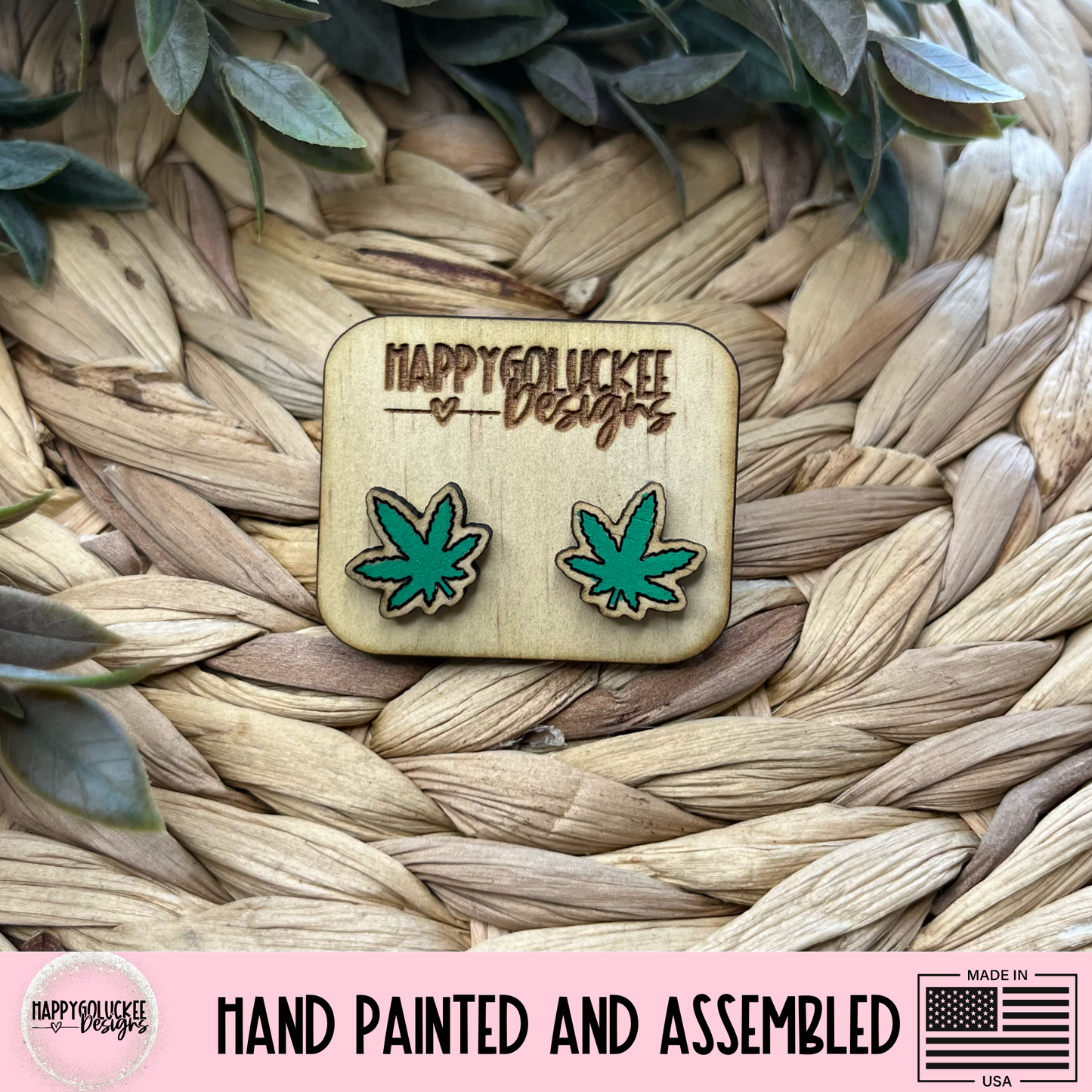 Marijuana Leaf 420 Stud Earrings
