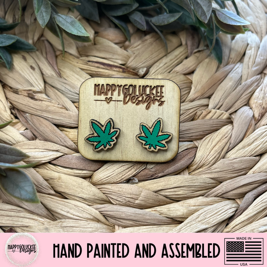 Marijuana Leaf 420 Stud Earrings