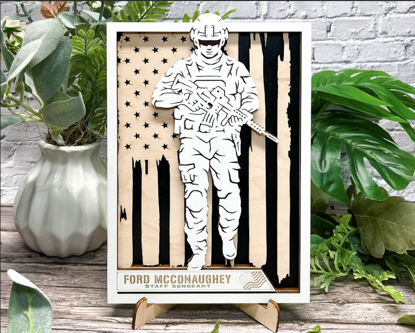 Army Pose 1, Tattered Flag example