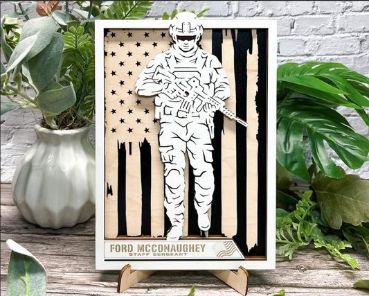 Army Pose 1, Tattered Flag example