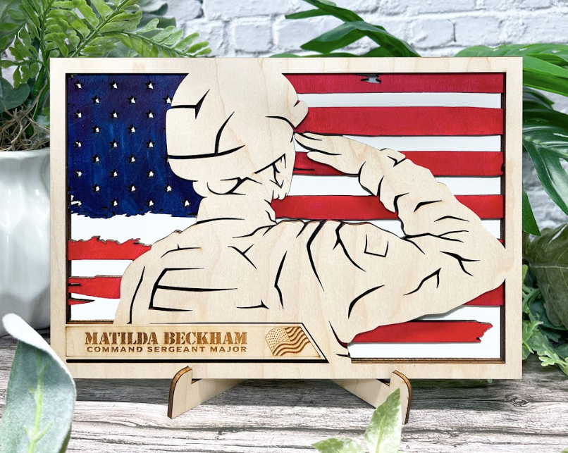 Salute, Female, Uniform 2, Tattered Flag Example