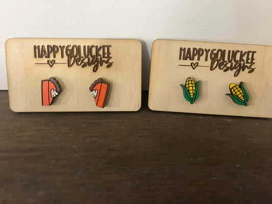 Thanksgiving themed Wooden Stud Earrings