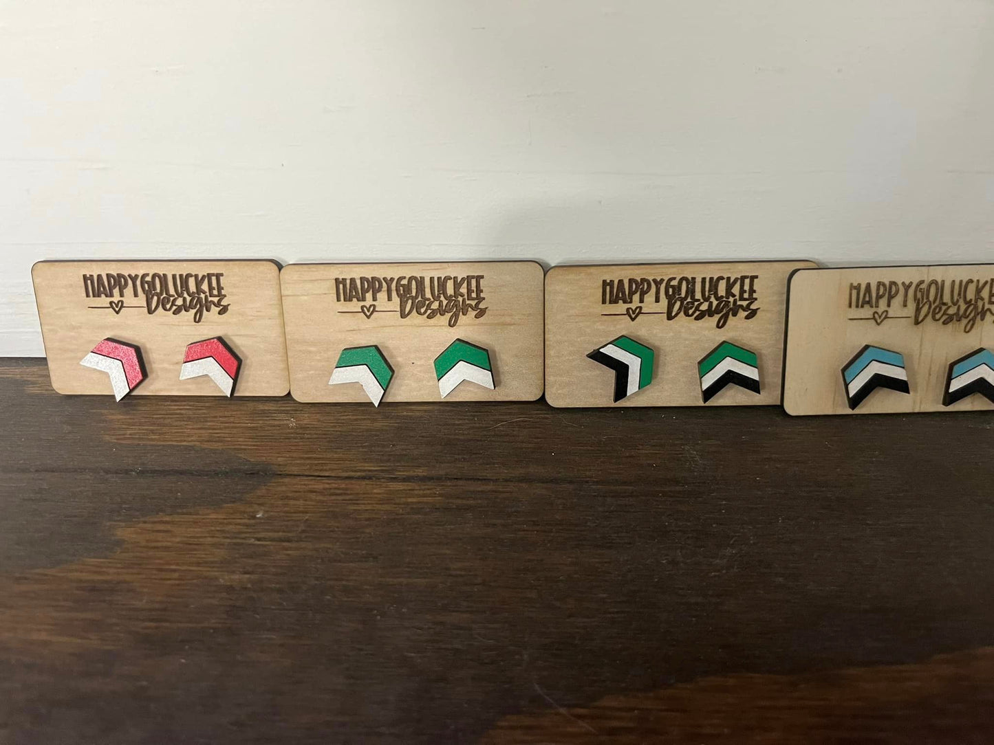 School Spirit Chevron Style Stud Earrings