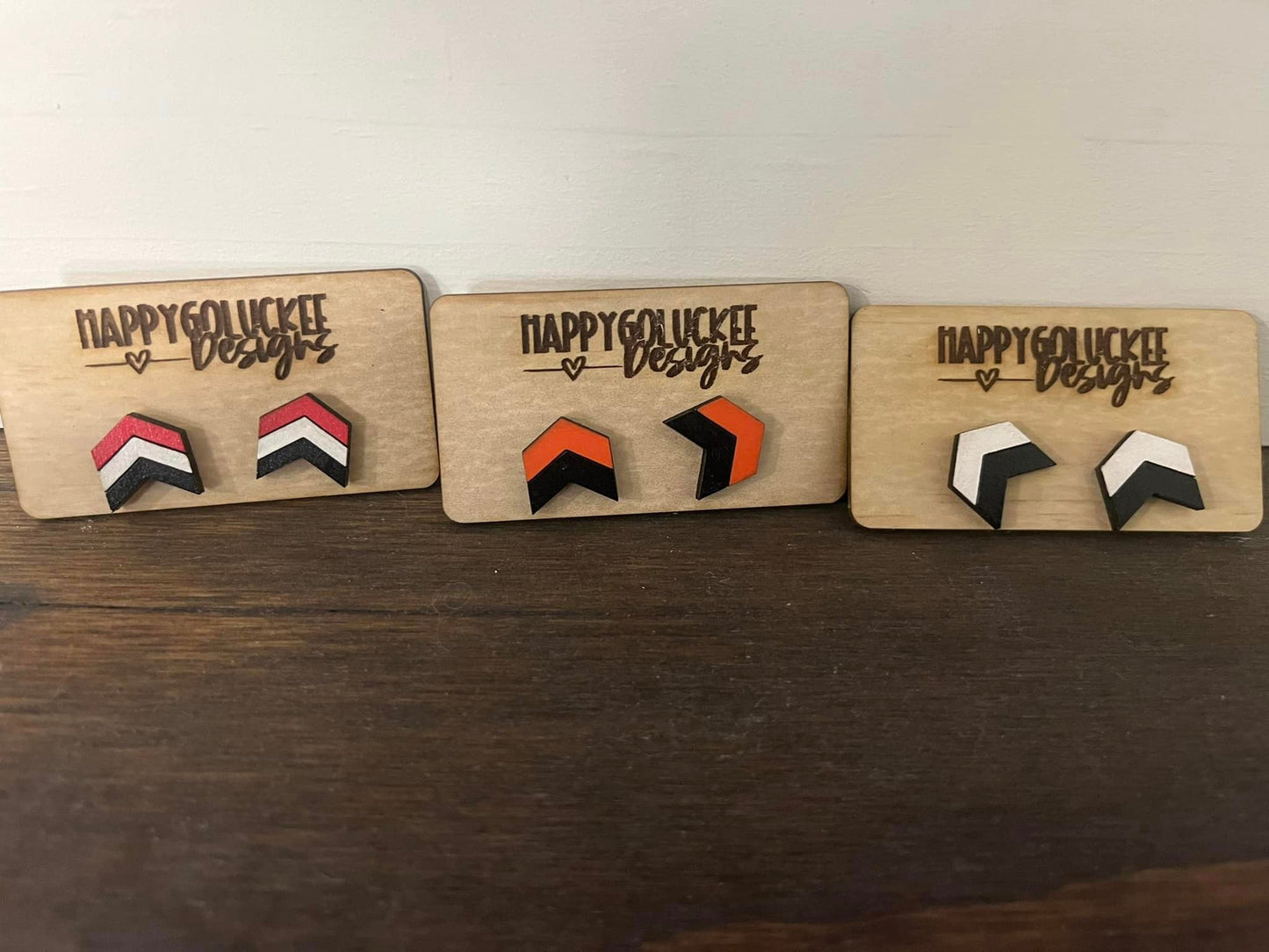School Spirit Chevron Style Stud Earrings