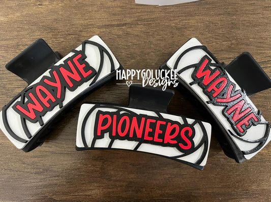 Wayne Pioneer Volleyball Themed Claw clip