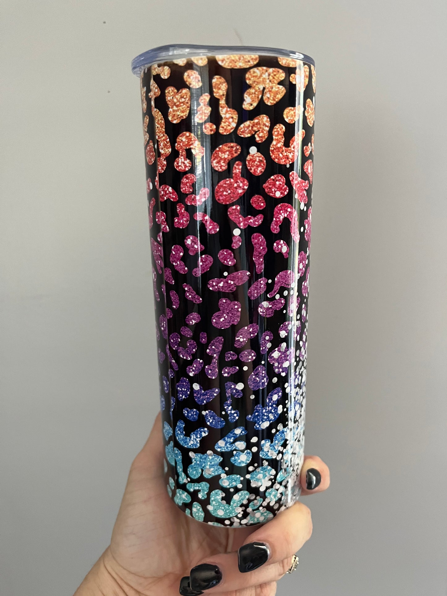 Colorful Leopard Glitter Tumbler - Personalizable