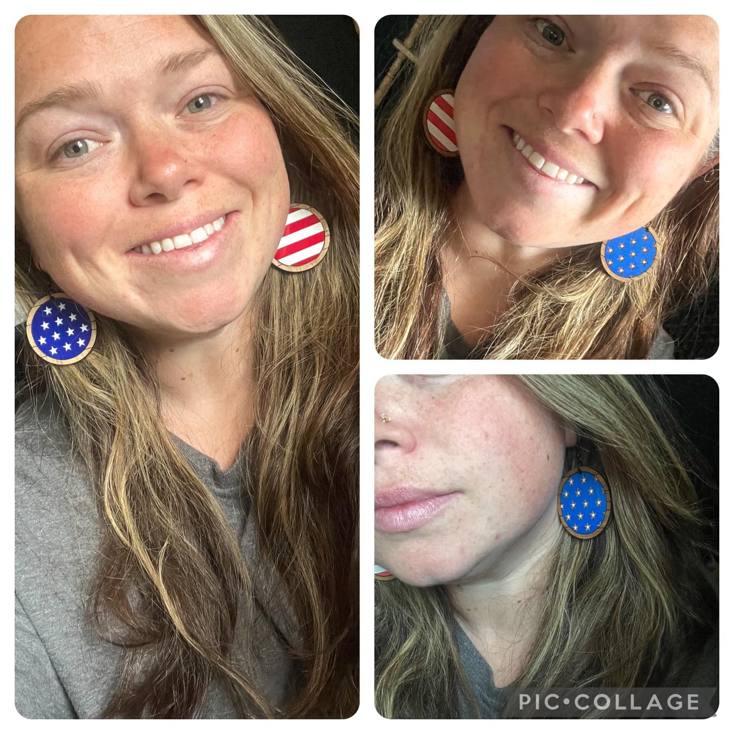 US Flag Dangles with Whiskey Barrel Style Borders