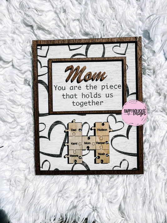 Mom puzzle piece plaque